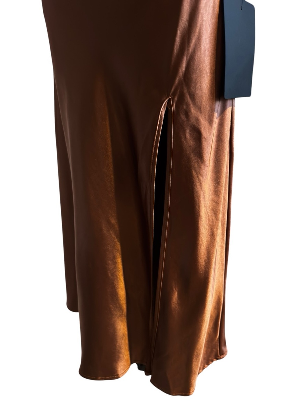Lulus Sophisticated Impression Brown Satin Backless Cowl Midi Dress NWT –Size M - Picture 8 of 12